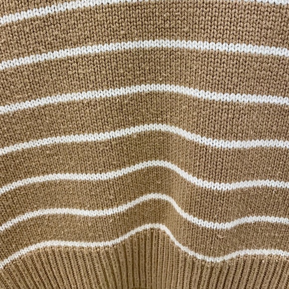 T Tahari Saddle Stripe Long Sleeve Khaki Sweater - Picture 6 of 6